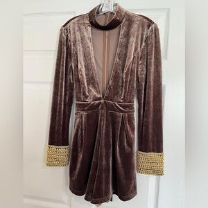 Purple velvet romper size medium New!